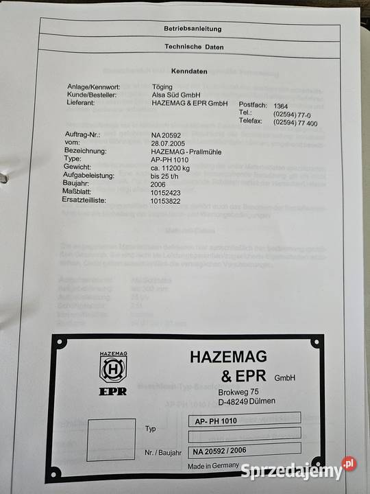 Kruszarka udarowa HAZEMAG Olkusz