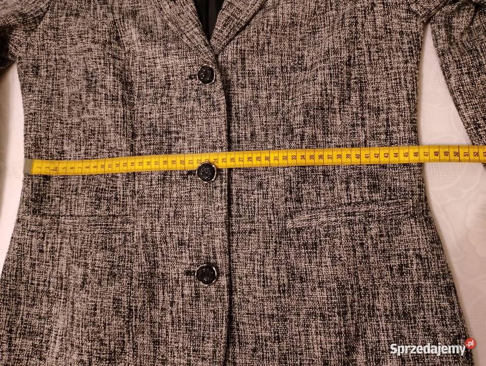 MARYNARKA damska melanż czarnobiały rozmiar 42 Marynarki i żakiety wielkopolskie