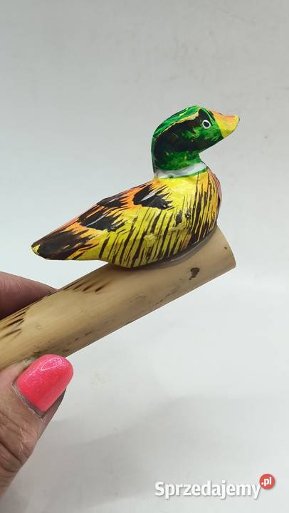 Drewniany gwizdek z kaczką ręcznie malowany lubelskie Zamość