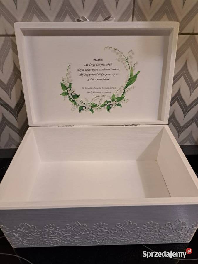Kuferek komunijny konwalie duży personalizowany Kędzierzyn-Koźle
