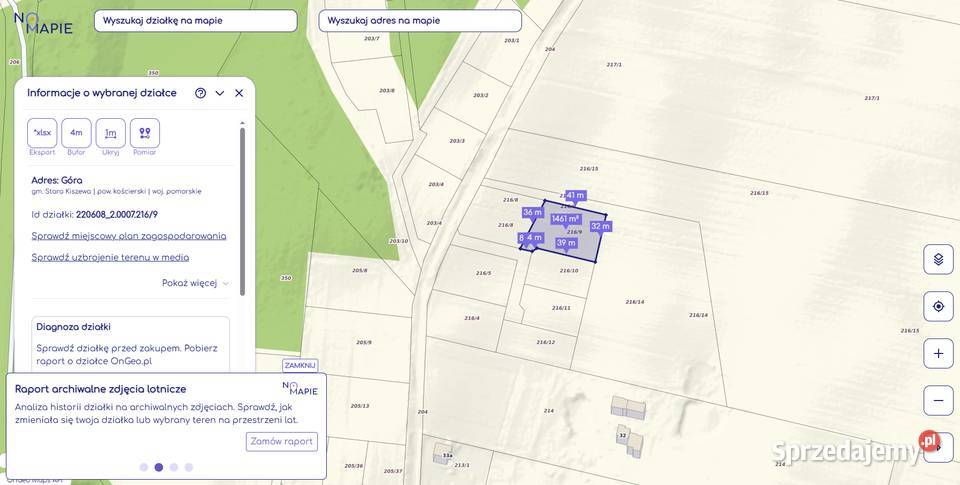 Dwie działki z warunkami zabudowy w Górze 1461m2 Sprzedaż pomorskie Góra