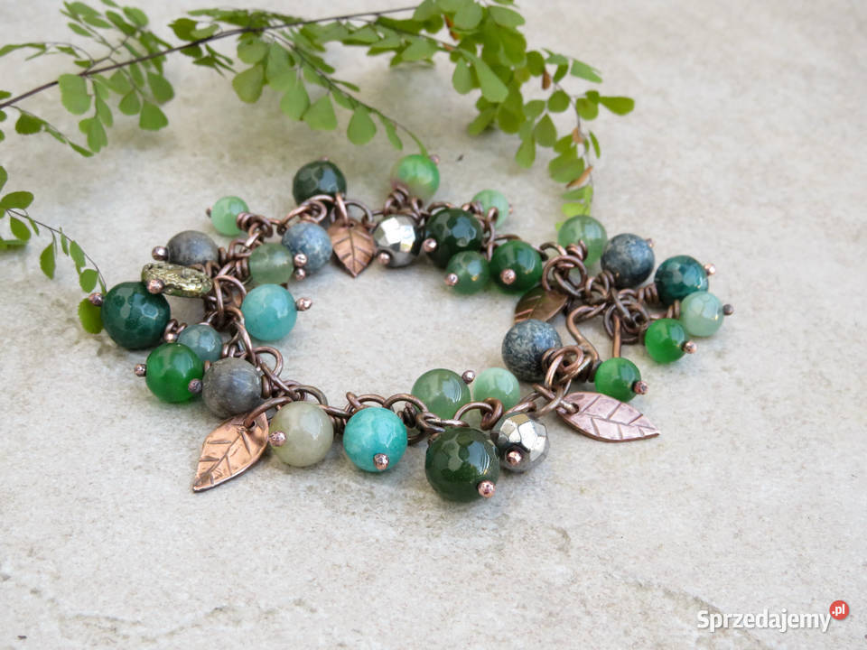 Miedziana bransoletka mix kamieni Wieliczka