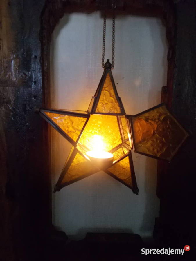 Stary Lampion Witrażowy Wiszący Świecznik zachodniopomorskie Szczecin