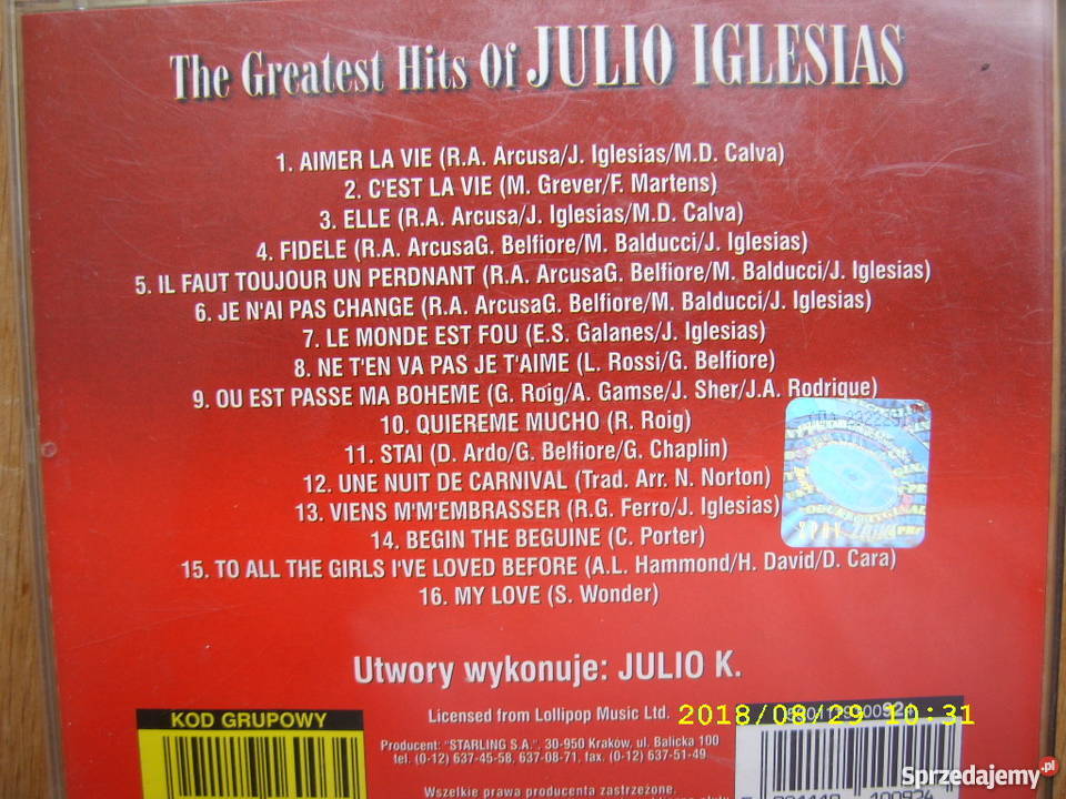 Pop CD JULIO IGLESIASTHE GREATEST HITS Płyty i kasety