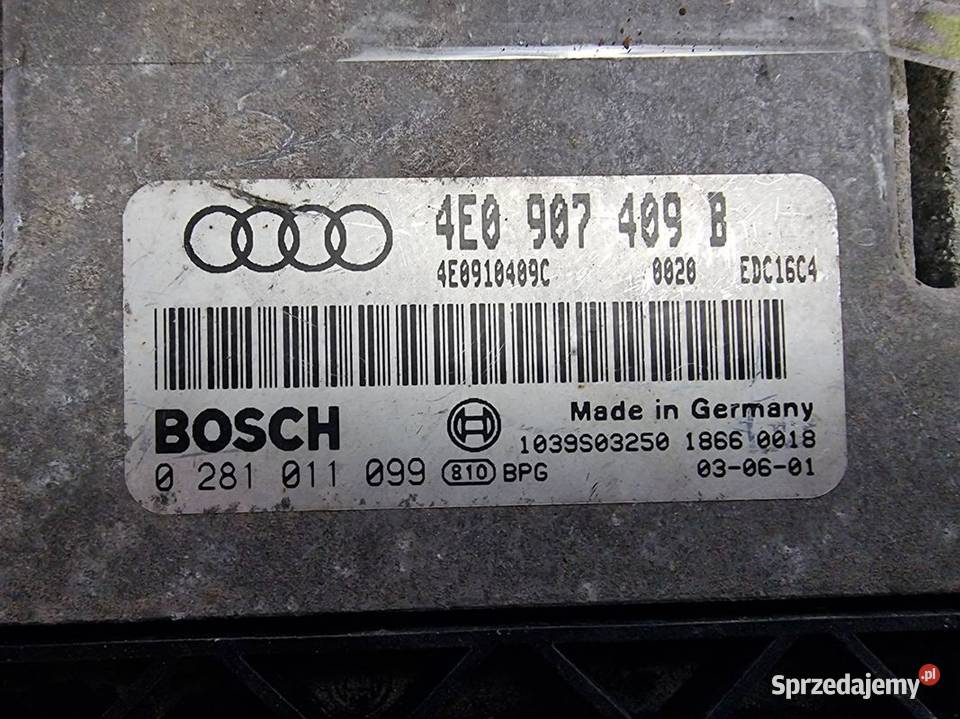KOMPUTER SILNIKA ECU AUDI A8 D3 4E0907409B Pozostałe Lipno