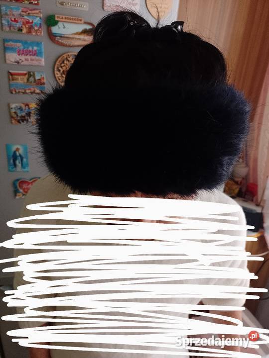 Joules Granatowa opaska futrzana z Londynu NOWA