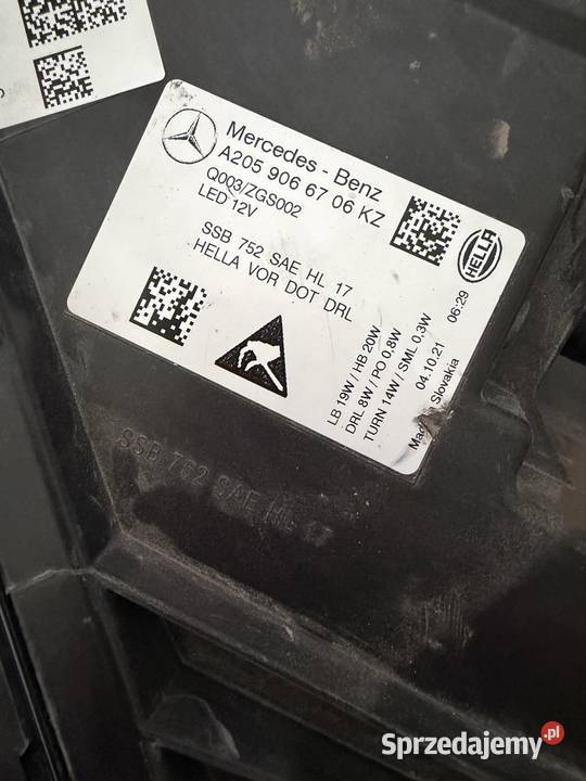 Lampa przednia lewa Mercedes w205 A2059066706 Zielona Góra sprzedam