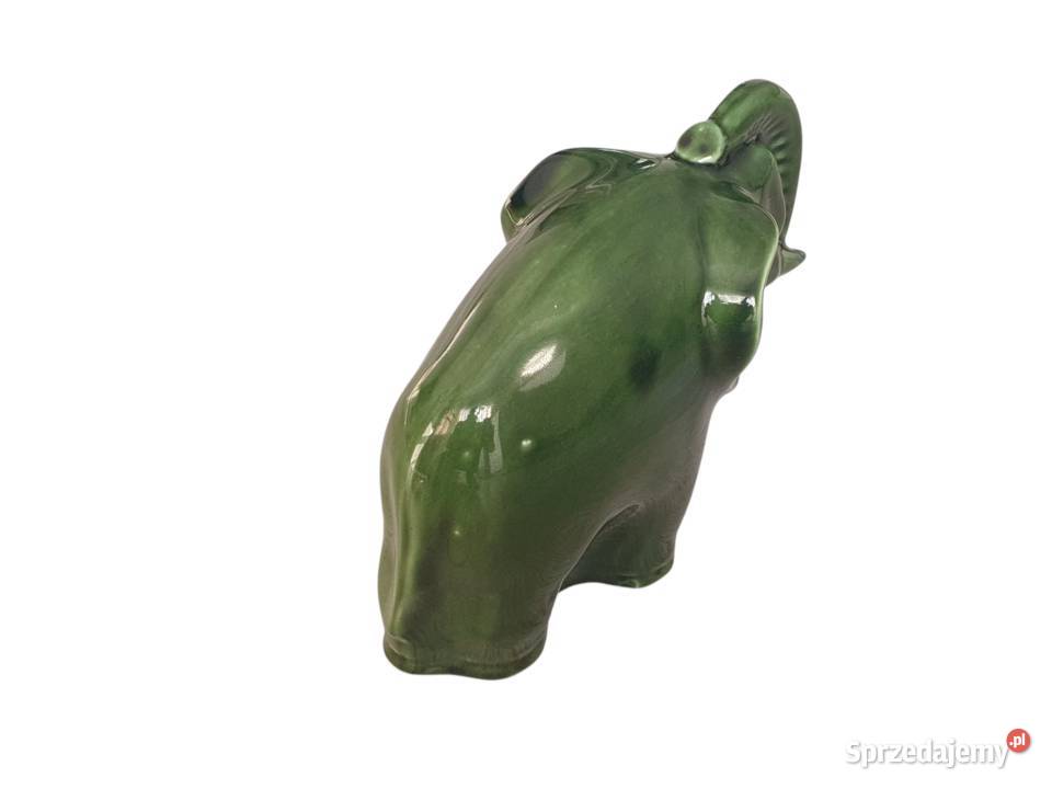 Stara figurka słonia słoń porcelana zielony