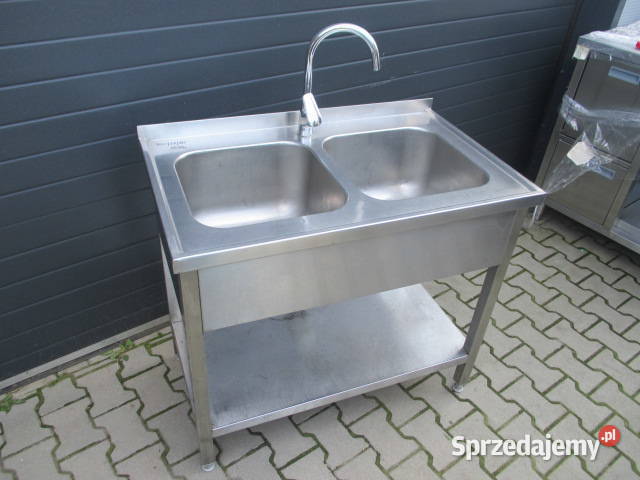 Zlew 2 Komory Dwukomorowy Z Półką Stal Gastronomia Ostrów Wielkopolski sprzedam