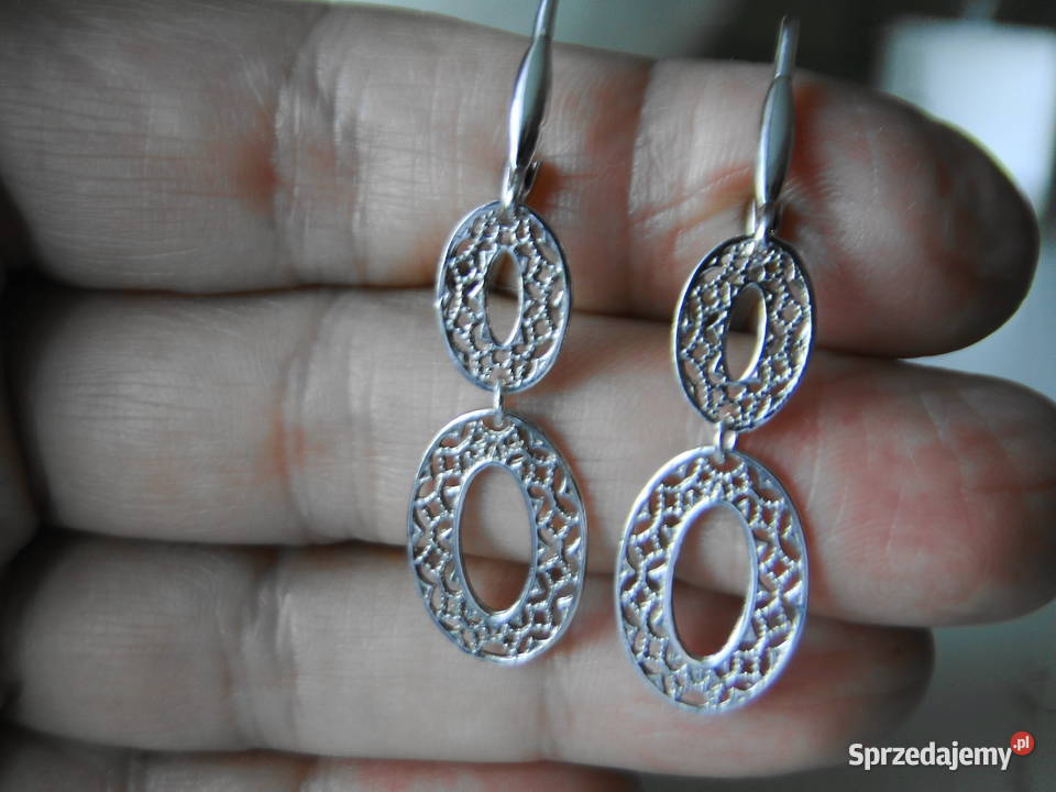 Piękne długie kolczyki srebro 925 Zegarki i Biżuteria Warszawa