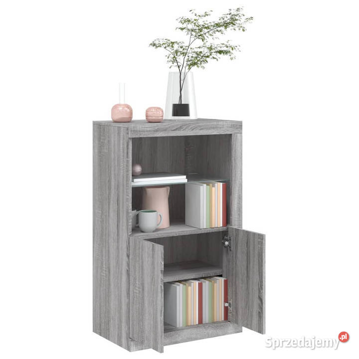 Szafka boczna z LED szary dąb sonoma materiał Warszawa