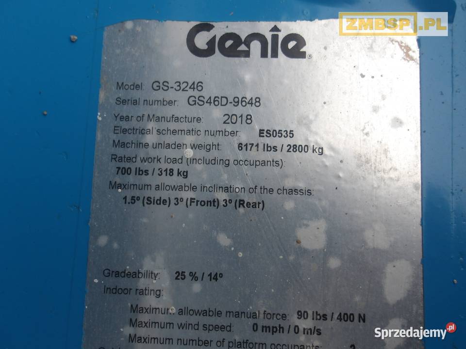Podnośnik nożycowy zwyżka Genie GS3246 nowe koła nie Pleszew