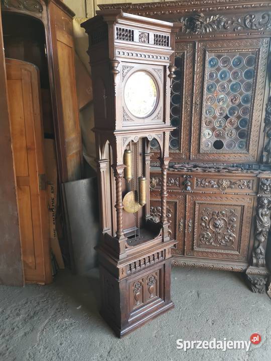 Piękny zegar eklektyczny stojący ok1900r antyk