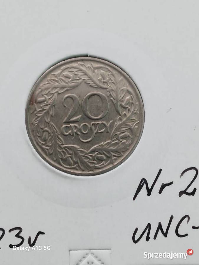 20 Groszy 1923 r 2 UNC Numizmatyka wielkopolskie Konin
