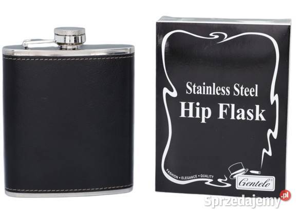 Piersiówka ze Stali Nierdzewnej Czarna EkoSkóra