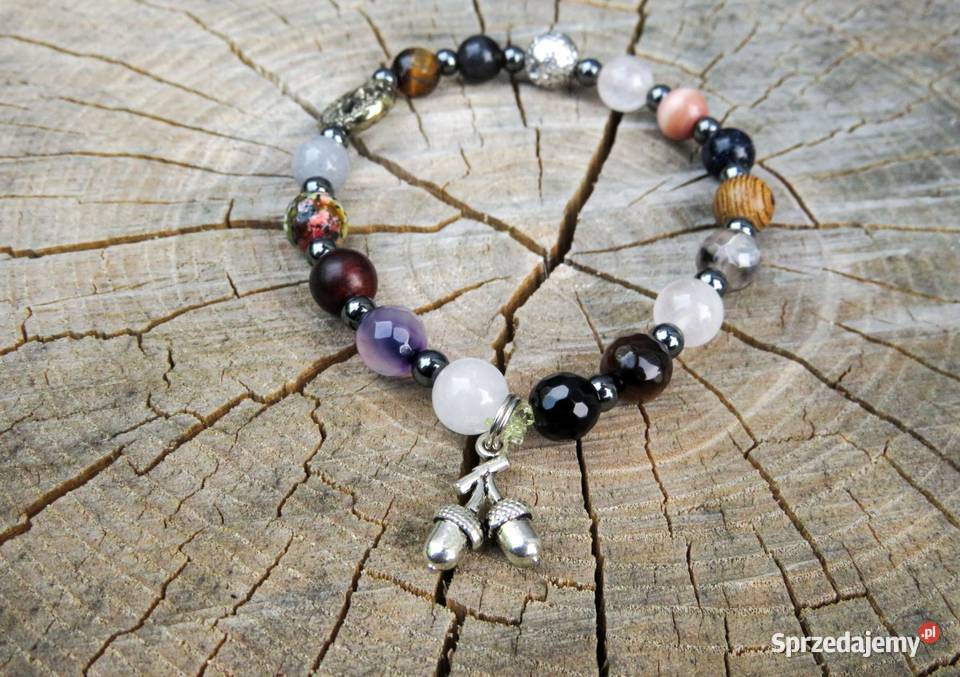 Bransoletka na gumce mix kamieni zawieszka Wieliczka