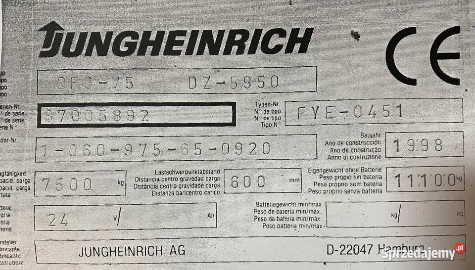 Wózek widłowy Jungheinrich DFG75HC TRIPLEX 75 kabina Wózki widłowe Nowiny