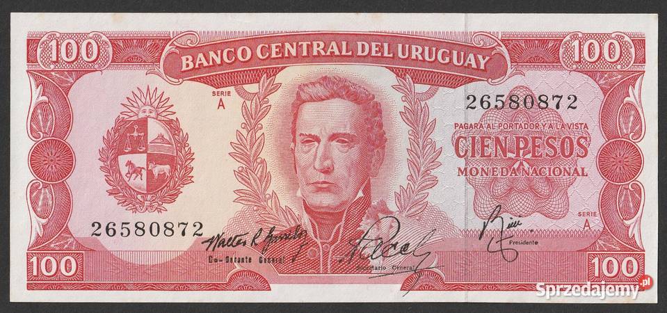 URUGWAJ 100 PESOS 1967 STAN BANKOWY UNC łódzkie Łódź