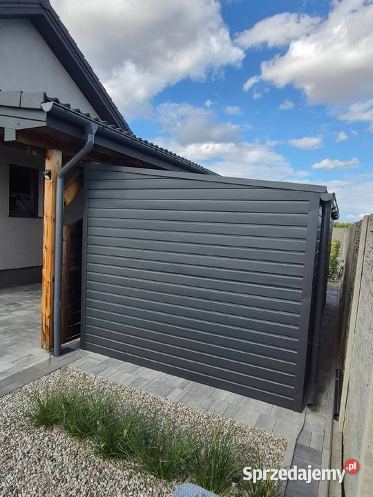 Garaż blaszany 3x5 grafitowy jednospadowy na bok