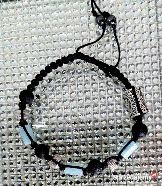 Bransoletka stal runa lawa Akwamaryn kamień LATO śląskie Częstochowa