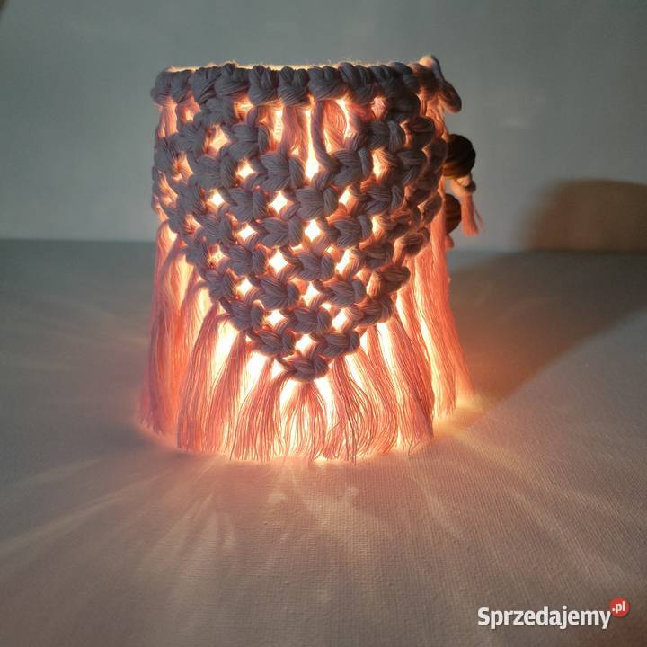 Lampion makrama różowy