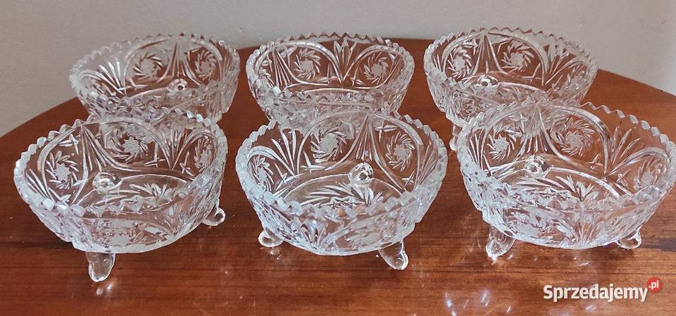 Kryształowe pucharki miski na lody desery 6 Porcelana i szkło Mikołów