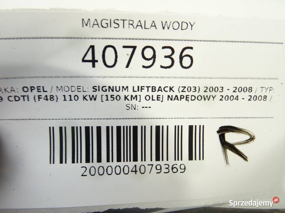 MAGISTRALA WODY OPEL SIGNUM 55566009 19 150 0308