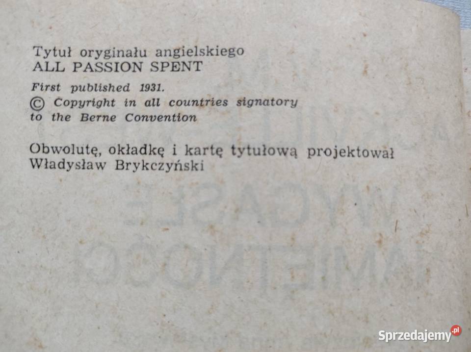 Wygasłe namiętności V M Sackville west świętokrzyskie