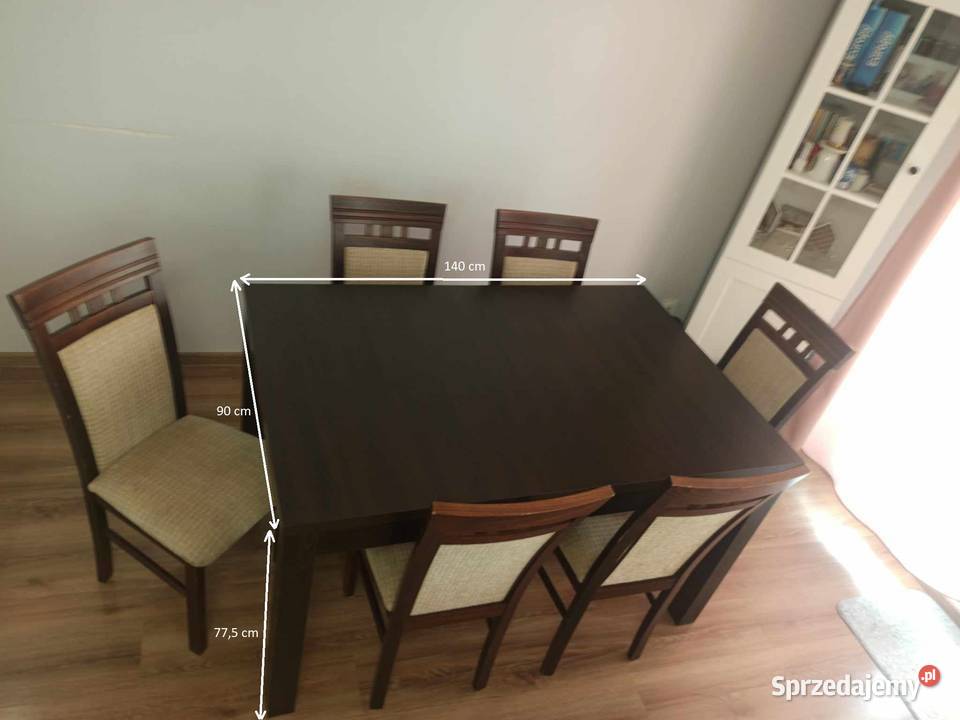 Używany komplet stół 90 x 140180 6 sztuk krzesła Przasnysz