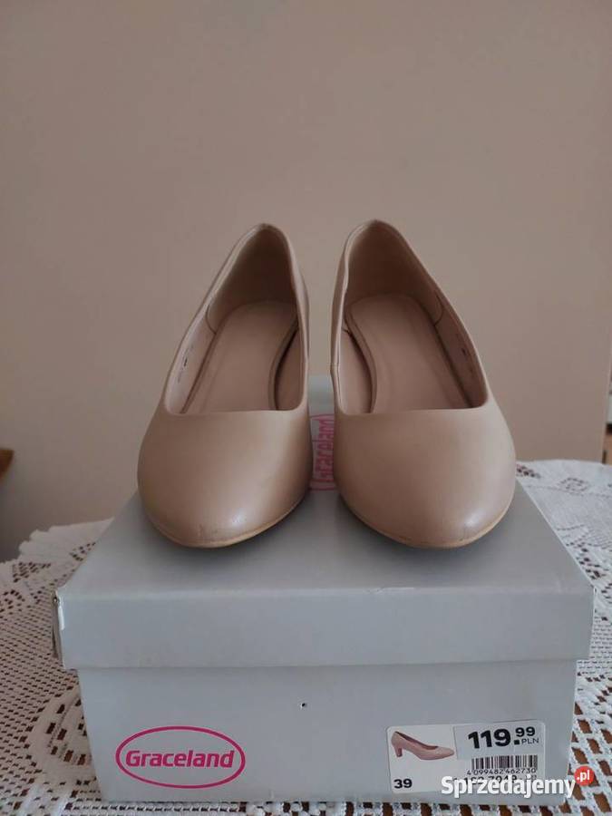 Czółenka beżowe Graceland skóra ekologiczna Rybczewice Drugie sprzedam
