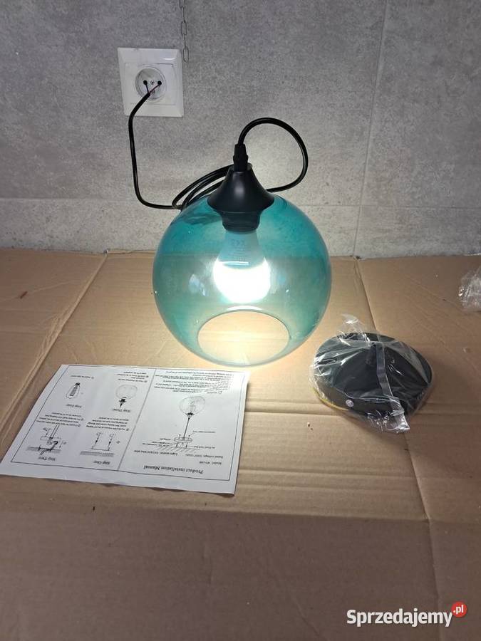 nowa szklana wisząca lampa śr klosza 20 długość Sandomierz