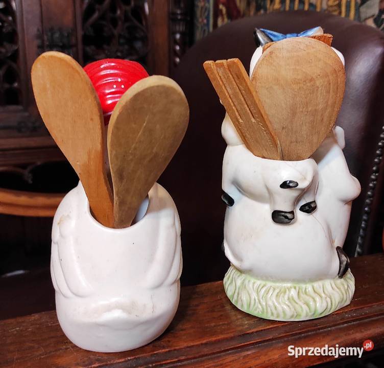 Ceramiczne figurki z drewnianymi łyżkami Kaczka Mikołów