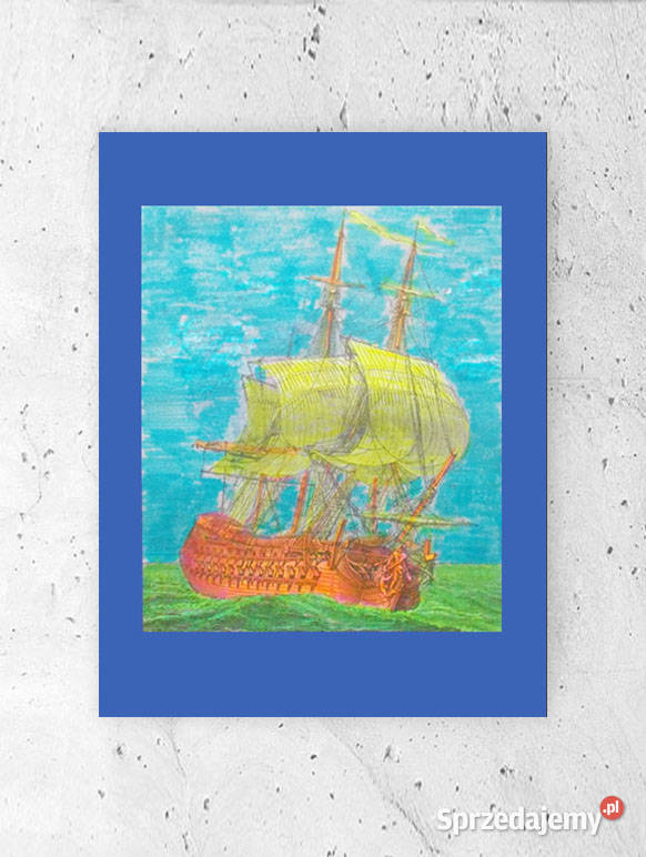 żeglarski obrazek A4 statek plakat A4 vintage Toruń