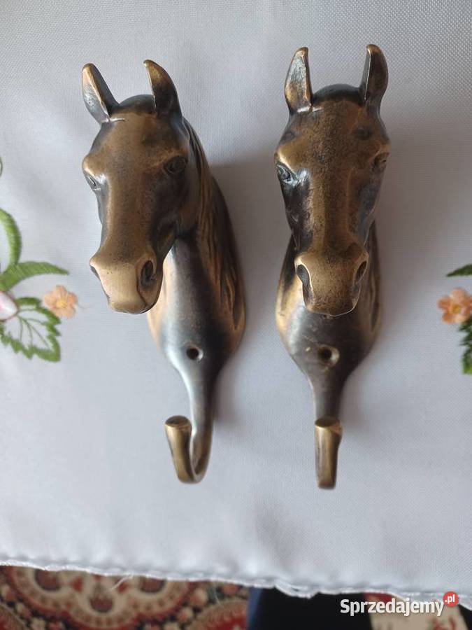Głowa konia Mosiężny masywny wieszak Kolekcja Poznań