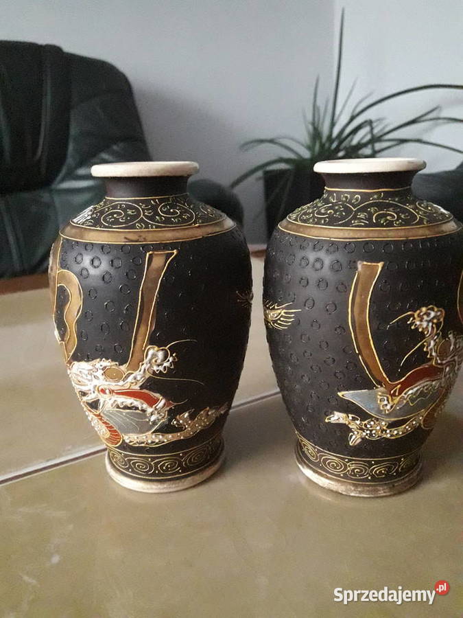 Antyczny komplet wazoników Satsuma Japonia lata
