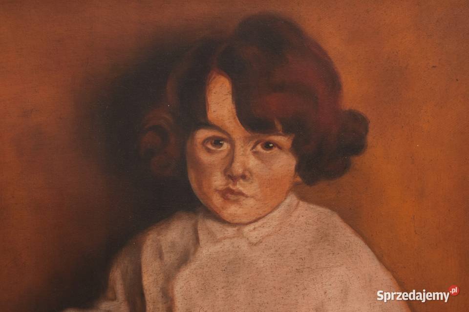 OLGA BOZNAŃSKA Dziewczynka z Kotem stary obraz Kraków