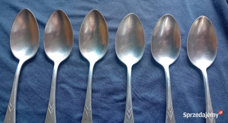Komplet 6 platerowanych łyżek stołowych art deco wielkopolskie Koźminek