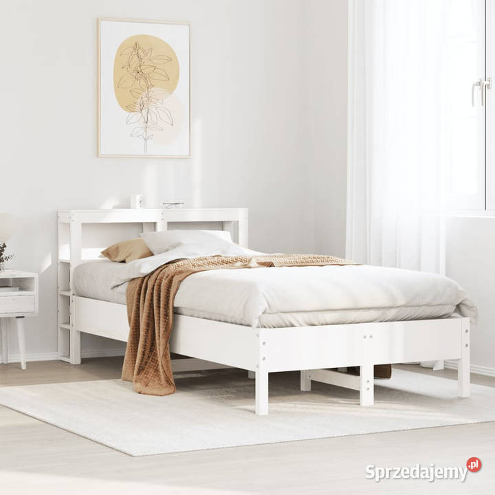 Rama łóżka bez materaca biała lite drewno 81cm Warszawa