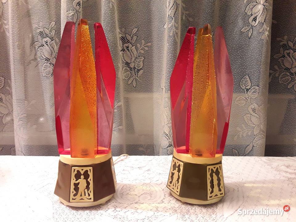 Lampki nocne kryształy stołowe lampy ozdobne PRL Piotrków Trybunalski