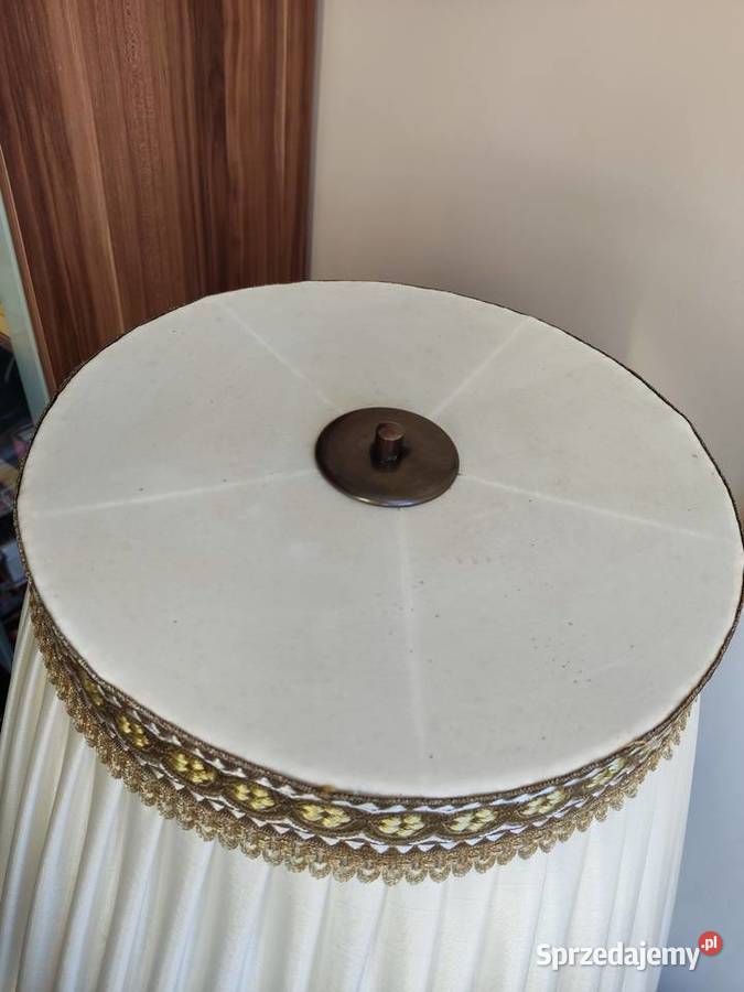 Lampa stojąca mosiężna z plisowanym abażurem Głuchołazy sprzedam