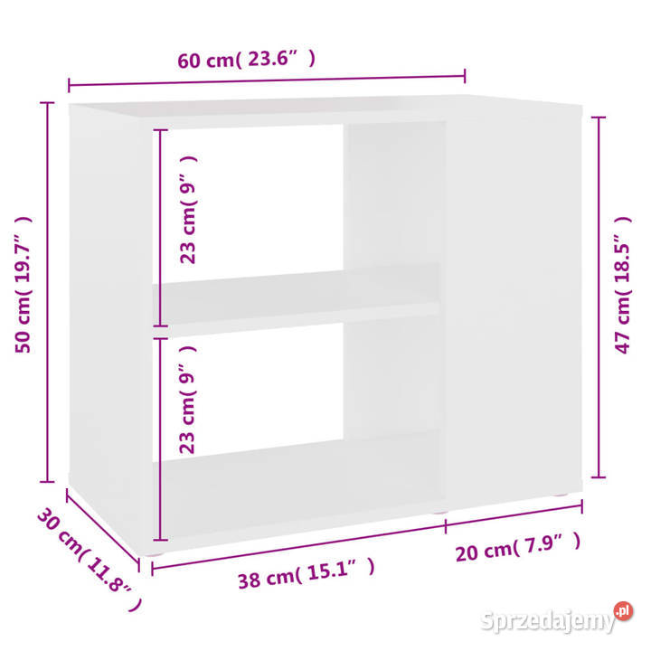 Szafka boczna biała 60x30x50 materiał