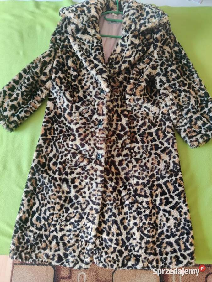 Płaszcz futerko panterka czarny Myszków