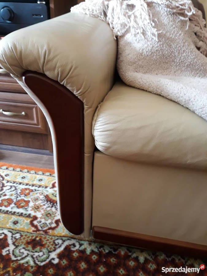 KANAPA SOFA SKÓRZANA KOLOR ECRU pomorskie