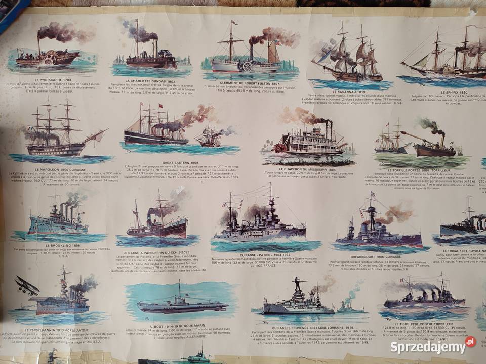 Francuski stary plakat historia marynarki Białystok sprzedam