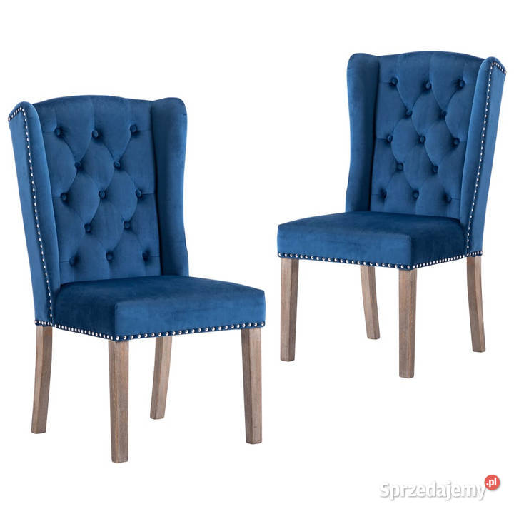 Krzesła stołowe 2 niebieskie aksamitne WM3055847