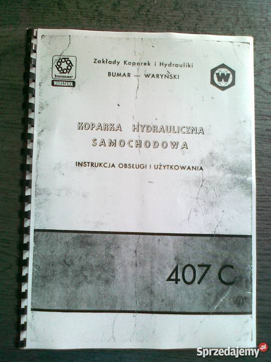 Instrukcja obsługi DTR koparka samochodowa małopolskie Brzesko