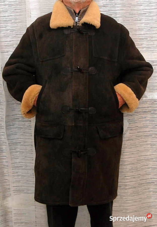 Męski brązowy płaszcz ze owczej skóry gruba Warszawa