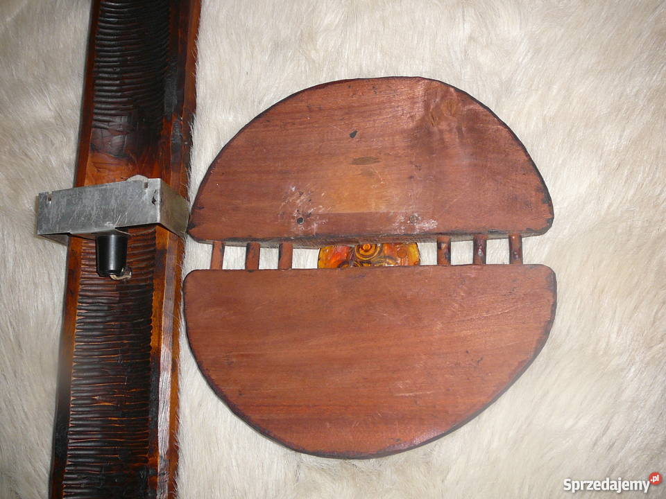 Lampa drewno duża rzeźbiona ścienna rzeźba ze Wrocław