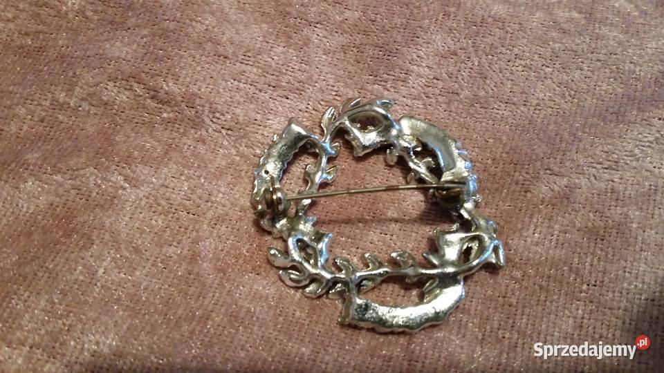 Stara broszka z kryształkami Aurora Borealis