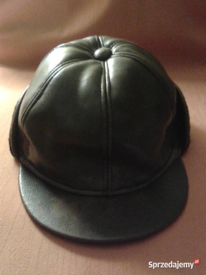 Czapka zimowa z daszkiem skórzana z nausznikami Dla mężczyzn